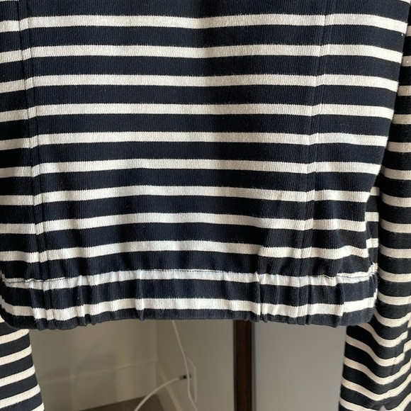 The Loft Striped 100% Cotton Petite asymmetrical zippered jacket . - Picture 5 of 9